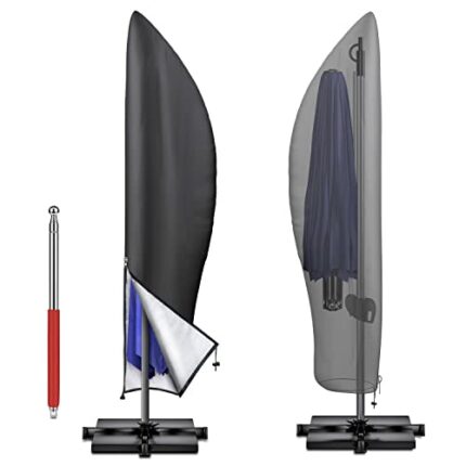 Mrrihand Parasol Covers with Rod, Cantilever Parasol Cover Waterproof with Zip and Drawstring, 265cmx(50x70x40cm) Heavy Duty Oxford Fabric Banana