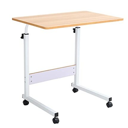 Warmiehomy Laptop Table Movable Study Writing Table on Wheels Height Adjustable Computer Standing Desk Portable Side End Table for Over Bed Sofa