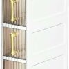 2/3/4-Tiers Floor Standing Cabinet Unit Bathroom Storage, Side Freestanding Rolling Unit with Clear Drawers, Narrow Bathroom Storage Cabinet for