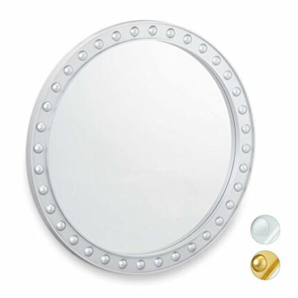 Relaxdays Round Wall Mirror, Hanging Mirror for Hallway, Living Room, Bathroom, ∅ app. 50.5cm with Frame, Silver
