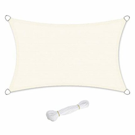 SONGMICS Shade Sail 2.5 x 5 m, HDPE Sun Protection Fabric, Breathable, Water-Permeable, Terrace, Garden, Balcony, Camping, Rectangular, Concave,