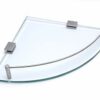 BSM Marketing 250mm x 250mm (10”x10” approx.) 8mm Thick Toughened Safety Glass Corner Shelf With Stainless Steel Rail And Wall Brackets Bathroom