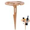 Folding Wine Table, Wooden Outdoor Picnic Table, Portable Trestle Small Table 2 in 1 Wine Glass Rack for Camping/Garden/BBQ/Banquet/Picnic Party(