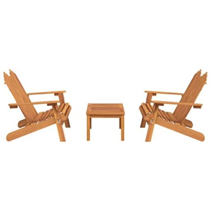 vidaXL Adirondack Garden Lounge Set 3 Piece, Foldable Chair Outdoor Lounge Set, Adirondack Chair Coffee Table, Farmhouse Style, Solid Wood Acacia