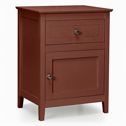 ZYZMH Nightstand with Drawer Accent Side End Table Storage Cabinet Cherry