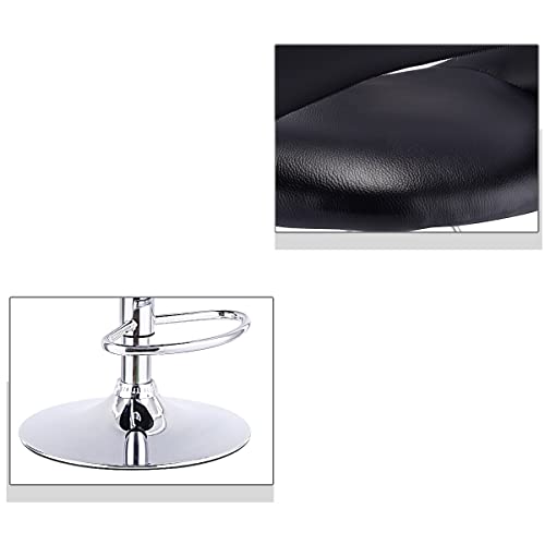 SDFGH Set of 2 Bar Stools Adjustable PU Leather Barstools Swivel Pub Chairs Black