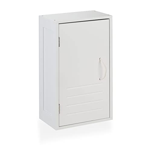 Relaxdays Bathroom Cabinet, Wall Mounted, Adjustable Storage, Shelves, Narrow, Cupboard, HxWxD: 50 x 30 x18.5cm, White, Fibreboard, Plant fibre,