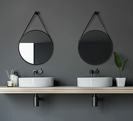 Talos Design Round Mirror Style Diameter 50 cm Aluminium Frame, Matt Black 2803