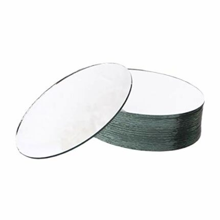 Healifty 20 Pcs Mirror Sheets Glass Craft Mini Mirrors Mosaic Tiles Stickers Oval Shape for DIY Art Craft Decoration (Large Style)