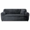 Yeahmart Thick Sofa Covers 1/2/3 Seater Pure Color Sofa Protector Velvet Easy Fit Elastic Fabric Stretch Couch Slipcover (Silver Grey, 3 Seater 1
