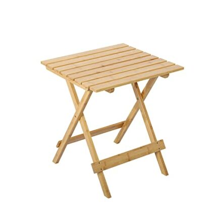 HOMECALL Bamboo Camping Table Picnic Table Small Balcony Table Garden Table Square for Patio,Kitchen,BBQ