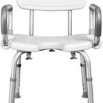 taimowei Bathroom Toilet Step Stool Lightweight Shower Stool, Height Adjustable Removable Back Concave Stool Surface with Armrests Backrest with