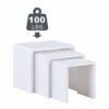 GOLDFAN Nest of 3 Tables High Gloss Coffee Table Set Nesting Sofa Table Multi-functional End Side Table for Living Room, White