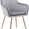 Leisure Dining Chairs Flannel Backrest Metal Legs for Study Living Room Restaurant Hotel (Color : Stlye 6)