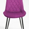 Hallowood Furniture Dining Chairs Set of 2 – Purple Linen Fabric Dining Chair with Sturdy Metal Legs for Dining Room – Kitchen Chairs with Padded