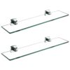 FVRTFT Bathroom Glass Shelf, Wall Mounted 8mm Tempered Glass Caddy Shelf, Rectangular with Polished Chrome Bracket, for Bathroom, Washroom Organi