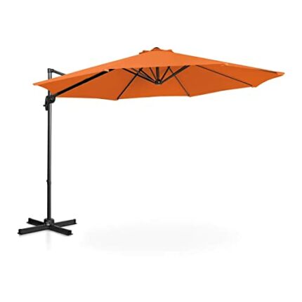 Uniprodo UNI-UMBRELLA-2R300OR-N Cantilever Parasol Orange Round Diameter 300 cm Tilt and Rotatable Garden Umbrella Patio Umbrella Sun Protection