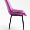Hallowood Furniture Dining Chairs Set of 2 – Purple Linen Fabric Dining Chair with Sturdy Metal Legs for Dining Room – Kitchen Chairs with Padded