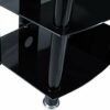 Homeology Galago 5-Shelf Premium Gloss Black Glass with Black Legs AV Rack