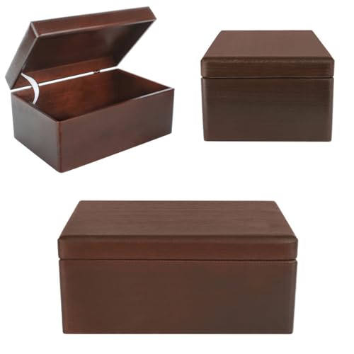 Creative Deco Large Brown Wooden Storage Box | 30 x 20 x 14 cm (+/-1 cm) | with Hinged Lid | Gift Box for Tool Dog Toy Shoes Clothes Kitchen Stor