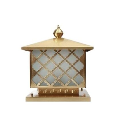 GJCQZQ Exterior Rainproof Luxury Gold Copper Patio Pillar, Waterproof Antique Square Outdoor Table Light, E27 Garden Fence Post Lantern Courtyard