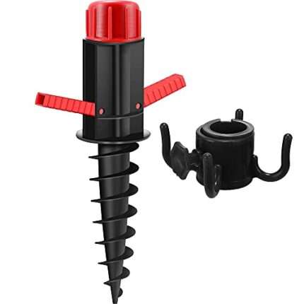 Mikytoper Beach Parasol Base, Sand Anchor for Parasols, Beach Parasol Stand Screw Anchor with Handle for Beach/Sand/Grass/Land, for 22-32 mm Pole