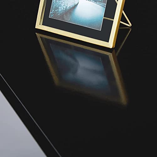 Meerveil Bedside Table, LED Bedside Cabinet with 2 Drawers High Gloss with USB Light 60x39x45cm for Bedroom Living Room, Black