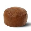 Woodland Leather Tan Morrocon Style Pouffe 17.5" Diam, Genuine Leather Designer Bean Bag Chair (Stuffed-1Piece, Tan)