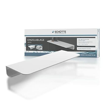 SCHÜTTE 10500 Self-Adhesive Shower Shelf No Drilling Bathroom Shelf White Bathroom Shelf for Gluing Wall Shelf Bathroom Shelf for Bathroom
