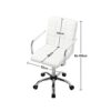 Height Adjustable Swivel Office Chair With Armrest,PU Leather Padded Computer Desk Chair for Home Office Study（White）