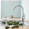 GROHE BauEdge – Single Lever Kitchen Mixer Tap (Monobloc Installation, High Spout, Swivel Area 360˚, 28 mm Ceramic Cartridge, Tails 3/8 inch), Ea