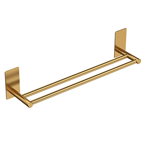 Towel Rail, No Drilling Bathroom Towel Rail Self Adhesive Wall Mounted Double Hand Towel Holder Made of 304 Brushed Stainless Steel for Bathroom