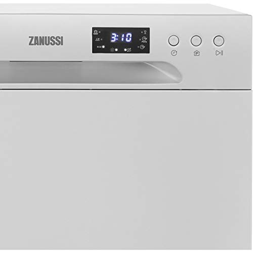 Zanussi ZDM17301SA Freestanding Counter Top Dishwasher, Compact Dishwasher, 55 cm Width, 6 Place Settings, 6 Programmes, Residual Drying, 52dB, S