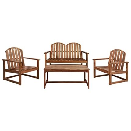 WODMB 4 Piece Outdoor Lounge Set Solid Acacia Wood Outdoor Furniture Garden Set Acacia wood with an oil finish (Color : A, Size : One size)