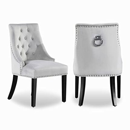 Life Interiors Classic and Modern Windsor Velvet Dining Chair, Light Grey