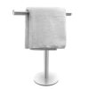 Hand Towel Holder Stand for Bathroom Vanity Countertop (Silver Brushed Square Base)
