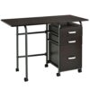 WALNUT Folding Computer Laptop Desk On Wheels Home Office Furniture With 3 Drawers Desk (Color : Argento, Size : 18.5"x20"x29")