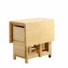 XJWWW-URG Wood Color 1.2M Dining Table Folding Drop Leaf Butterfly Solid Wooden Kitchen Furniture Natural Wooden (only Folding Table) XJWWW-URG