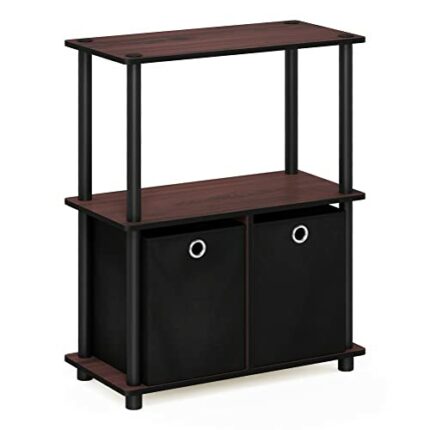 Furinno Storage Shelves, Wood, Dark Cherry/Black, one size