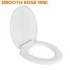 ZENO Toilet Seat Soft Close | Simple Bottom Fixing | Heavy Duty UF Material Anti-Bacterial Toilet Seats White with Adjustable Plastic Fixings | O