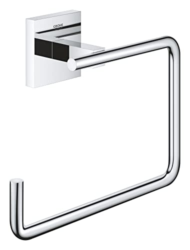 GROHE Start Cube Towel Ring – Bathroom Wall Mounted Towel Holder (Metal, Concealed Fastening, Including Screws and Dowels), Size 193 mm, Extra Ea