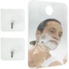 1 PCS Fog Free Shower Mirror Large Size with Suction Hood and 2 PCS Adhesive Hook Fogless Shaving