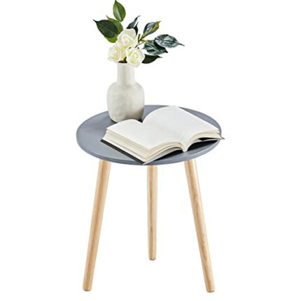 APICIZON Round Side Table, Small Coffee Table End Table for Living room, Bedroom, Small Space, Wooden Bedside Table, Easy Assemble, 42(D) x 51(H)