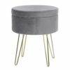 Hodge and Hodge Aria Storage Footstool Footrest Velvet Home Accessory - Light Pink Crush