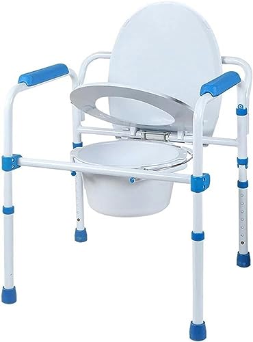 Stool for Elderly, Comfortable Chair, Toilet Chair with Flip Arm and Carbon Steel Pipe Safety Frame for Pregnant Women, Elderly, Handicapped