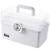 Uposao Plastic Storage Box with 3-Tier Fold Tray Medicine Organizer Portable Handled Case Lockable Container for Medicine Cosmetic Sewing Toy