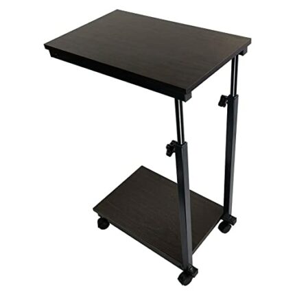 KKTONER Sofa Side Table Over-bed Table Slide Under Height Adjustable Wooden Laptop Table Couch Table Mobile Dining Table Snack Table End Table wi