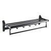 -Shelf,Towel Rack Foldable Double Row Towel Rack, Aluminum Wall Mounted Towel Rail, Black Towel Holder for Bathroom Kitchen Storage