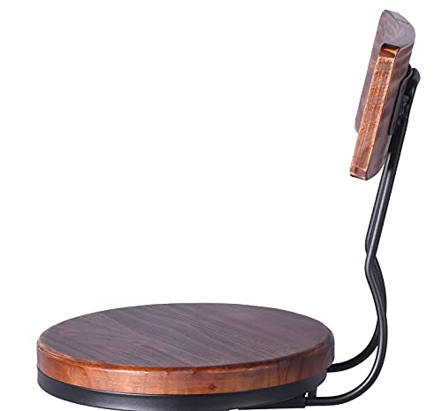 Topower American Antique Industrial Design Black Metal Bar Stool Adjustable Swivel Counter Stools Indoor House Design Set of 2 (Black 2pcs, Woode