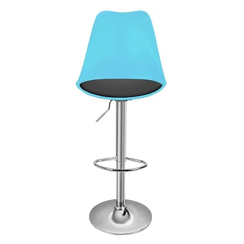MoNiBloom Set of 2 Modern Blue PU Leather Bar Stools, Height Adjustable Plastic Barstools with Comfortable Cushion, 360° Swivel High Back Bar Cha